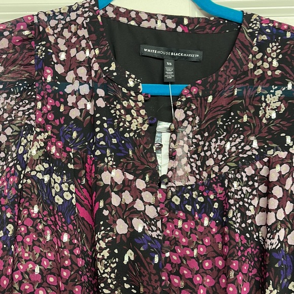 WHBM plum purple blouson dress NWT XS gathered waist ruffles - Picture 3 of 6